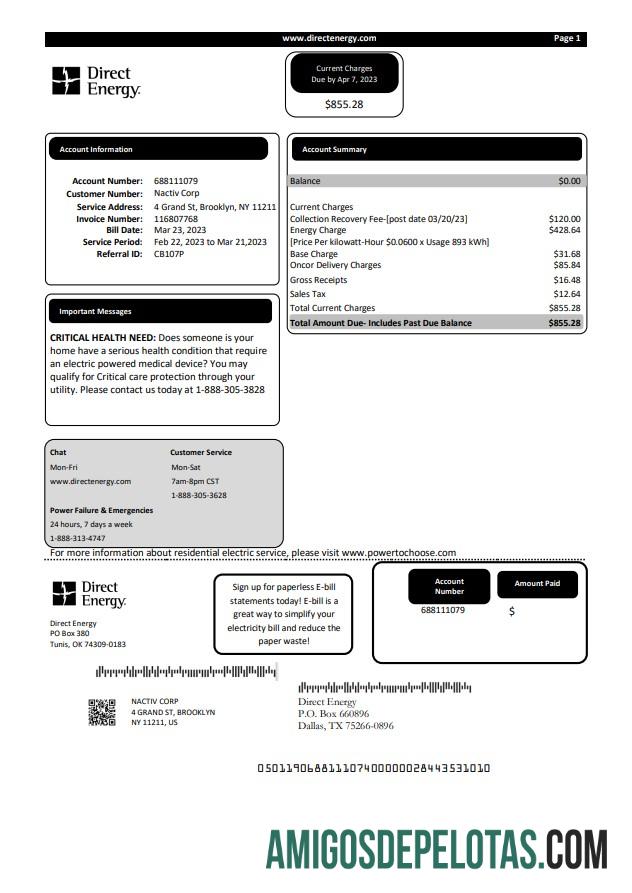 realista Projeto de lei de negócios de serviços públicos de energia direta do Texas, modelo Word e PDF